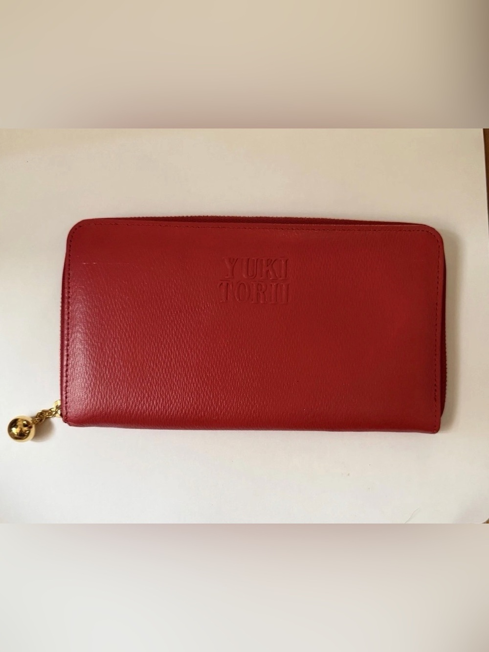 Yuki Torii Designer Japanese Red Zipper Wallet with Gold Color Hardware